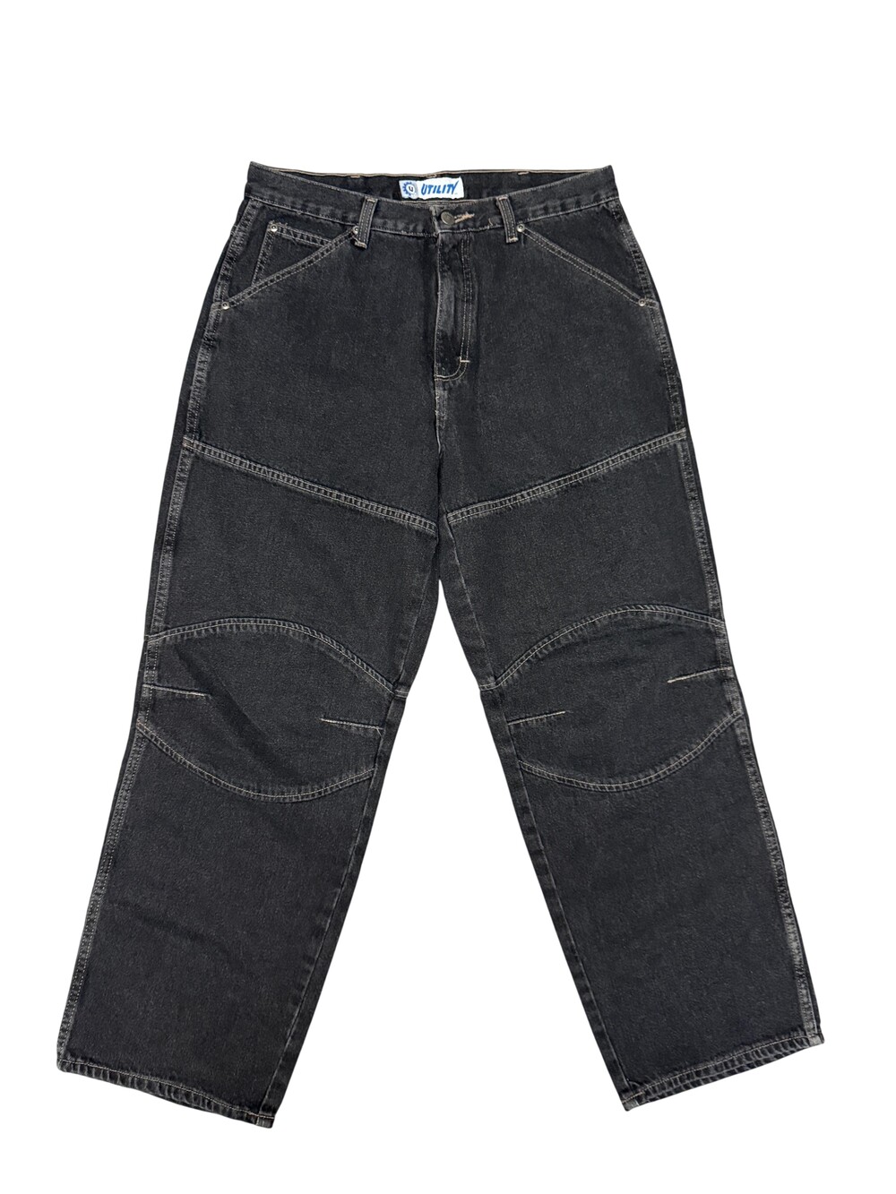Vintage y2k Utility Jeans Mens 32x28 Black baggy workwear Denim double knee